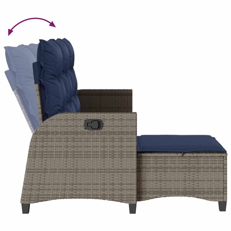 Casa si Gradina - Gradina si terasa - Mobilier exterior - Canapele si fotolii gradina - Canapea gradina inclinabila cu perne forma de L polirattan gri - Infinity.ro