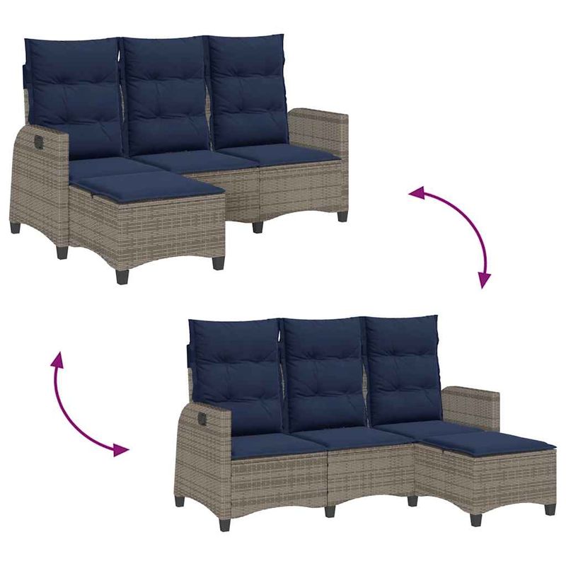 Casa si Gradina - Gradina si terasa - Mobilier exterior - Canapele si fotolii gradina - Canapea gradina inclinabila cu perne forma de L polirattan gri - Infinity.ro