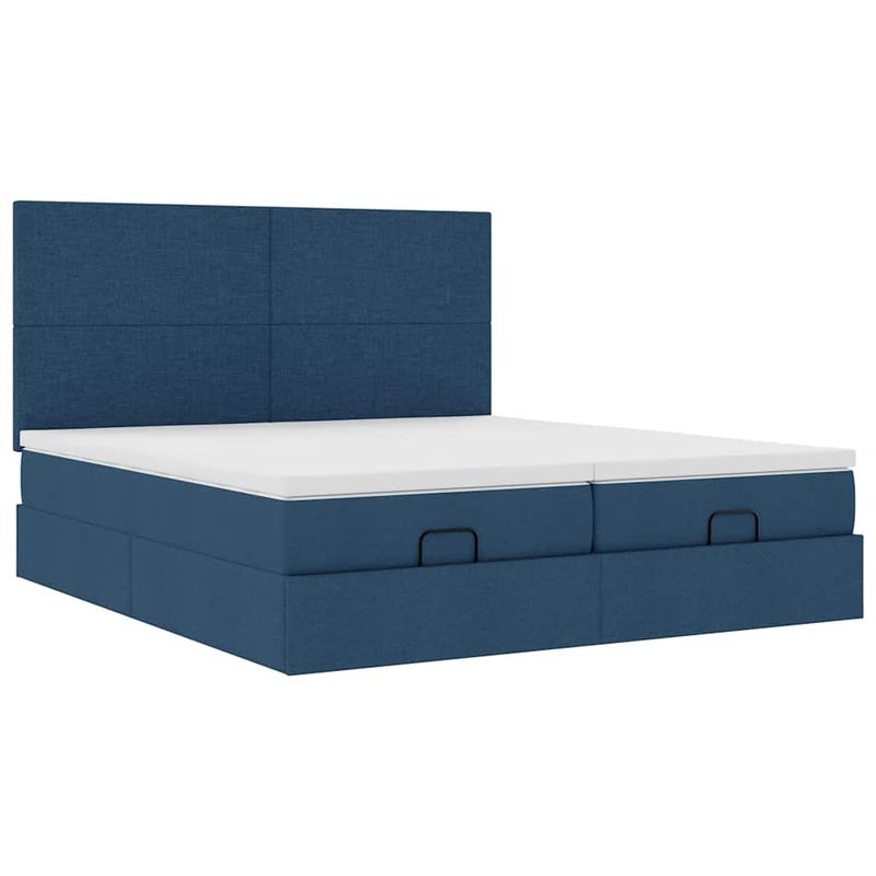 Casa si Gradina - Mobilier - Paturi si accesorii - Paturi - Cadru de pat otoman cu saltele, tesatura albastra 200x200cm - Infinity.ro