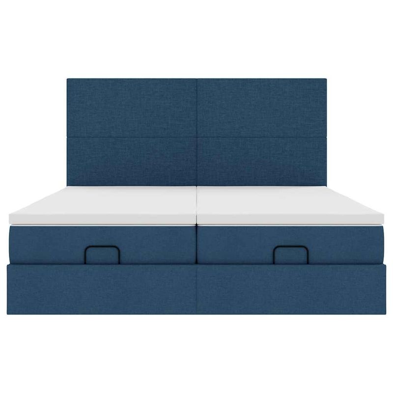Casa si Gradina - Mobilier - Paturi si accesorii - Paturi - Cadru de pat otoman cu saltele, tesatura albastra 200x200cm - Infinity.ro