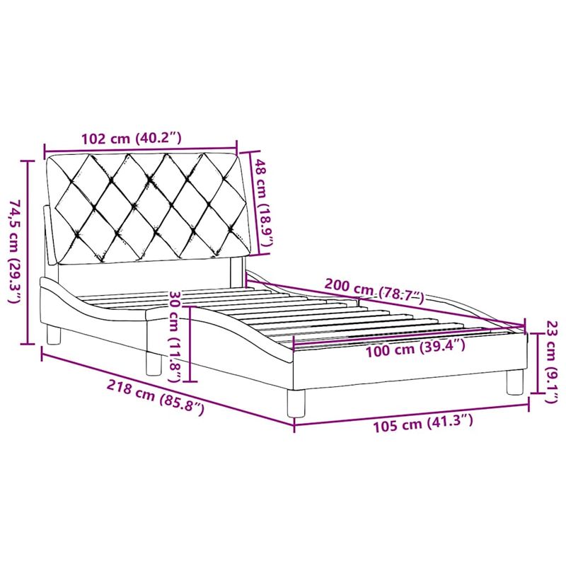 Casa si Gradina - Mobilier - Paturi si accesorii - Paturi - Cadru de pat fara saltea, gri inchis, 100x200 cm, textil - Infinity.ro