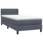 Casa si Gradina - Mobilier - Paturi si accesorii - Paturi - Pat box spring cu saltea, gri inchis, 80x220 cm, catifea - Infinity.ro