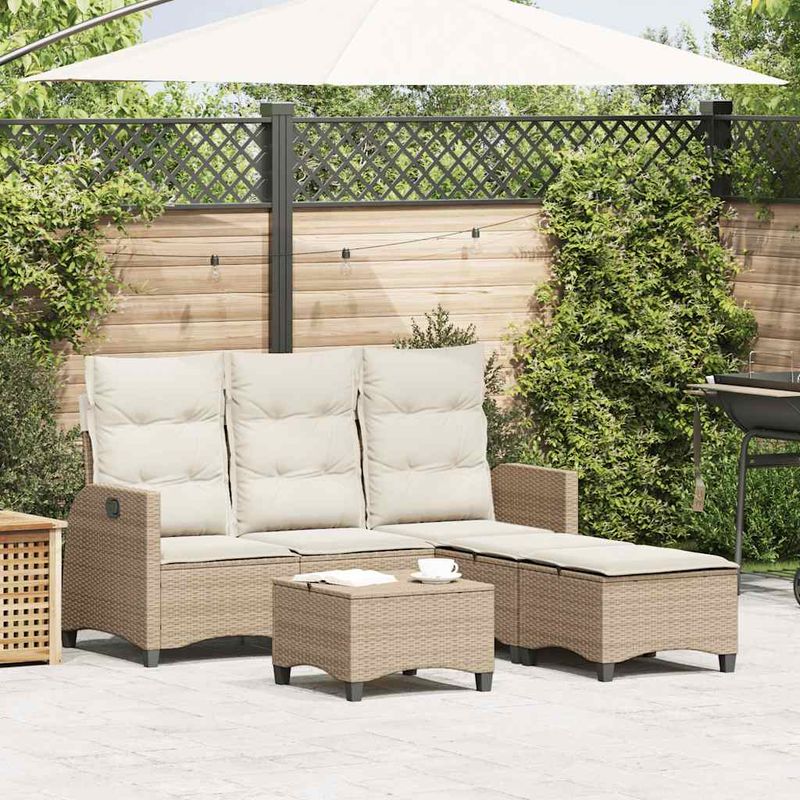 Casa si Gradina - Gradina si terasa - Mobilier exterior - Seturi mobila gradina - Set canapea gradina 3 piese cu perne forma L, polirattan bej, bej și crem - Infinity.ro
