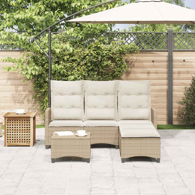 Casa si Gradina - Gradina si terasa - Mobilier exterior - Seturi mobila gradina - Set canapea gradina 3 piese cu perne forma L, polirattan bej, bej și crem - Infinity.ro