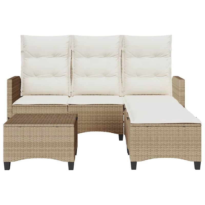 Casa si Gradina - Gradina si terasa - Mobilier exterior - Seturi mobila gradina - Set canapea gradina 3 piese cu perne forma L, polirattan bej, bej și crem - Infinity.ro