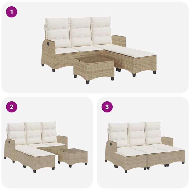 Casa si Gradina - Gradina si terasa - Mobilier exterior - Seturi mobila gradina - Set canapea gradina 3 piese cu perne forma L, polirattan bej, bej și crem - Infinity.ro