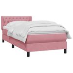 Casa si Gradina - Mobilier - Paturi si accesorii - Paturi - Pat box spring cu saltea, roz, 90x220 cm, catifea - Infinity.ro