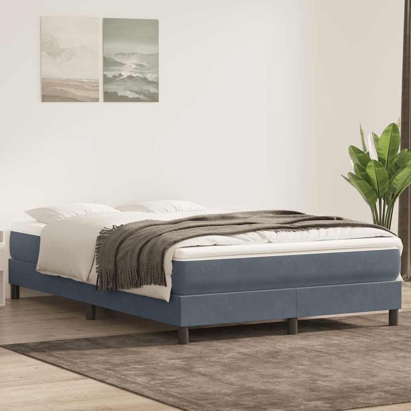 Casa si Gradina - Mobilier - Paturi si accesorii - Paturi - Pat cu arcuri fara saltea Gri inchis 160x210 cm catifea - Infinity.ro