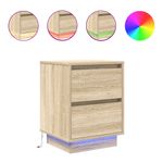 Casa si Gradina - Mobilier - Comode si corpuri - Noptiere - Noptiera cu lumini LED Stejar Sonoma 38x34x50 cm - Infinity.ro