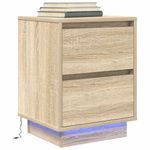 Casa si Gradina - Mobilier - Comode si corpuri - Noptiere - Noptiera cu lumini LED Stejar Sonoma 38x34x50 cm - Infinity.ro