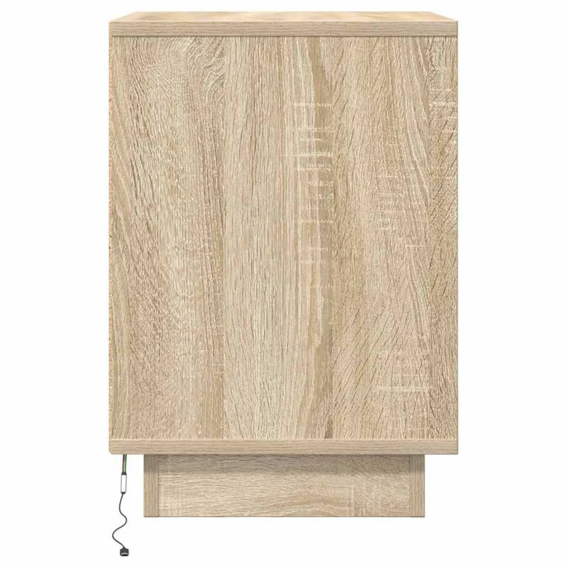 Casa si Gradina - Mobilier - Comode si corpuri - Noptiere - Noptiera cu lumini LED Stejar Sonoma 38x34x50 cm - Infinity.ro