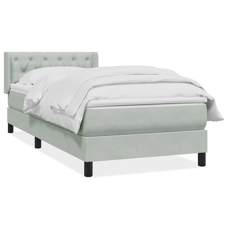 Casa si Gradina - Mobilier - Paturi si accesorii - Paturi - Pat box spring cu saltea, gri deschis, 80x220 cm, catifea - Infinity.ro