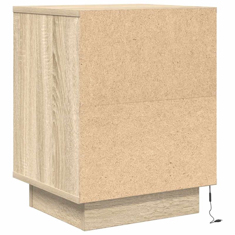 Casa si Gradina - Mobilier - Comode si corpuri - Noptiere - Noptiera cu lumini LED Stejar Sonoma 38x34x50 cm - Infinity.ro