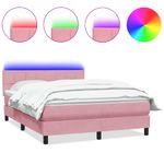 Casa si Gradina - Mobilier - Paturi si accesorii - Paturi - Pat box spring cu saltea, roz, 160x210 cm, catifea - Infinity.ro