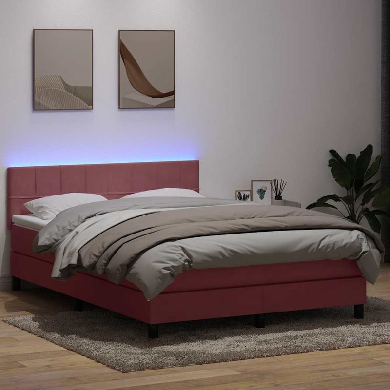 Casa si Gradina - Mobilier - Paturi si accesorii - Paturi - Pat box spring cu saltea, roz, 160x210 cm, catifea - Infinity.ro