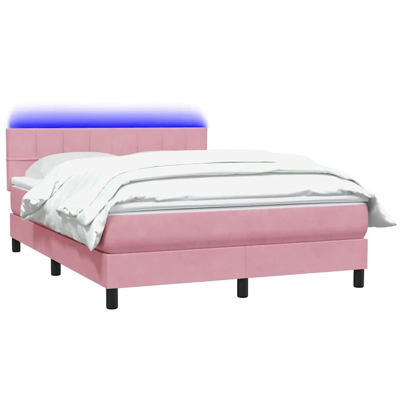 Casa si Gradina - Mobilier - Paturi si accesorii - Paturi - Pat box spring cu saltea, roz, 160x210 cm, catifea - Infinity.ro