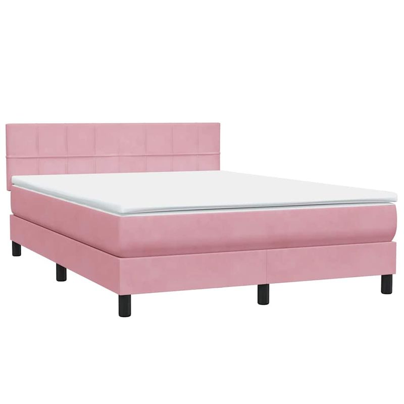 Casa si Gradina - Mobilier - Paturi si accesorii - Paturi - Pat box spring cu saltea, roz, 160x210 cm, catifea - Infinity.ro