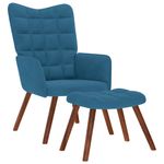 Casa si Gradina - Mobilier - Scaune si fotolii - Fotolii - Fotoliu de relaxare cu taburet, albastru, catifea - Infinity.ro
