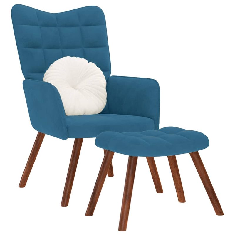 Casa si Gradina - Mobilier - Scaune si fotolii - Fotolii - Fotoliu de relaxare cu taburet, albastru, catifea - Infinity.ro