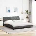 Casa si Gradina - Mobilier - Paturi si accesorii - Paturi - Pat cu saltea, gri inchis, 180x200 cm, textil - Infinity.ro