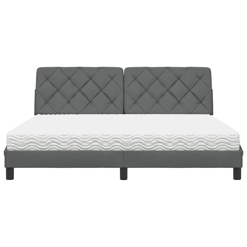 Casa si Gradina - Mobilier - Paturi si accesorii - Paturi - Pat cu saltea, gri inchis, 180x200 cm, textil - Infinity.ro