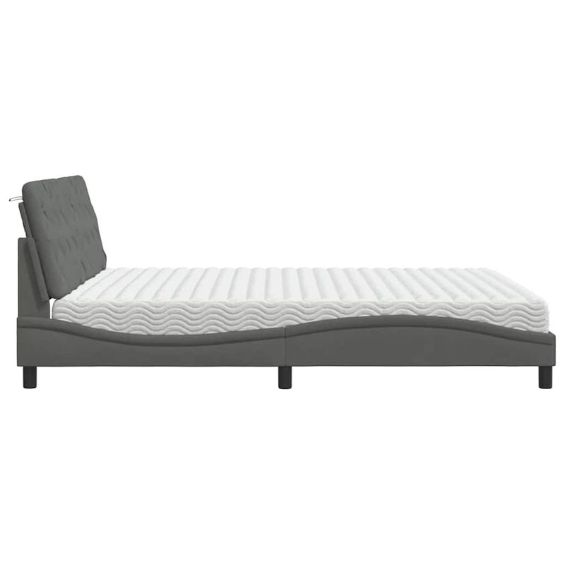 Casa si Gradina - Mobilier - Paturi si accesorii - Paturi - Pat cu saltea, gri inchis, 180x200 cm, textil - Infinity.ro
