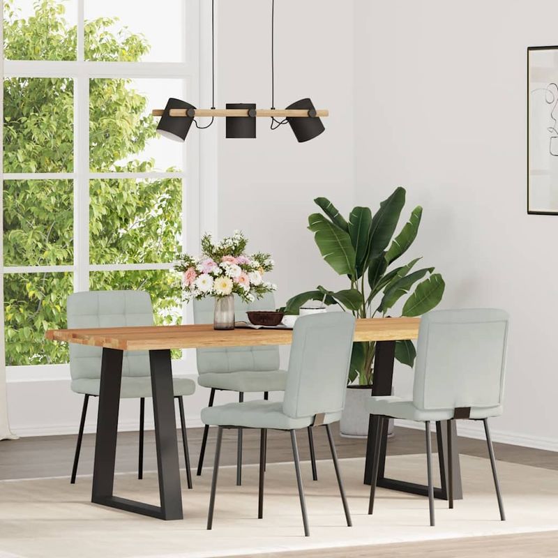 Casa si Gradina - Mobilier - Scaune si fotolii - Scaune - Scaune de bucatarie, 4 buc., gri deschis, catifea - Infinity.ro