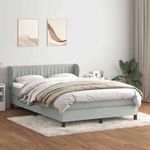 Casa si Gradina - Mobilier - Paturi si accesorii - Paturi - Pat box spring cu saltea, gri deschis, 160x210 cm, catifea - Infinity.ro