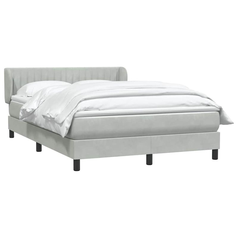 Casa si Gradina - Mobilier - Paturi si accesorii - Paturi - Pat box spring cu saltea, gri deschis, 160x210 cm, catifea - Infinity.ro
