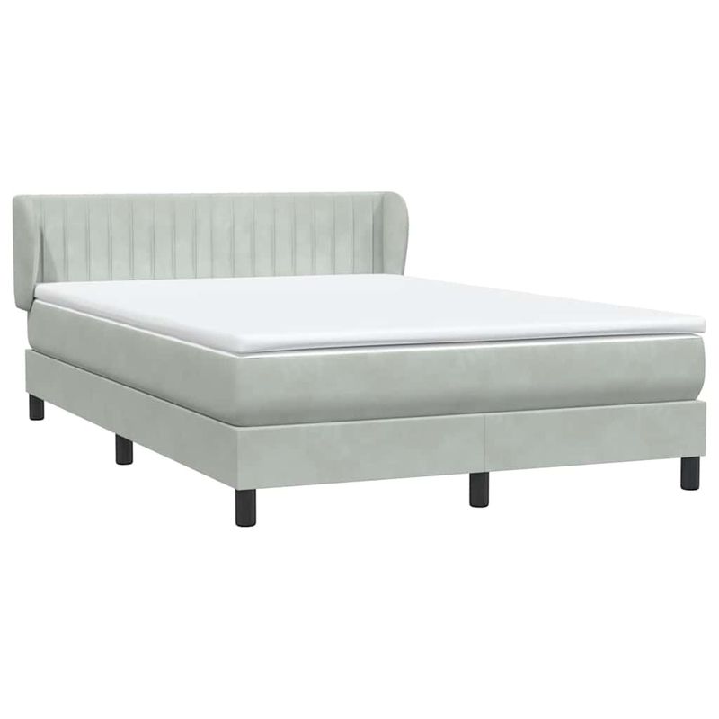 Casa si Gradina - Mobilier - Paturi si accesorii - Paturi - Pat box spring cu saltea, gri deschis, 160x210 cm, catifea - Infinity.ro