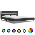 Casa si Gradina - Mobilier - Paturi si accesorii - Paturi - Cadru de pat cu LED-uri, gri inchis, 180x200 cm, panza de sac - Infinity.ro