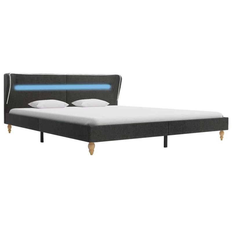 Casa si Gradina - Mobilier - Paturi si accesorii - Paturi - Cadru de pat cu LED-uri, gri inchis, 180x200 cm, panza de sac - Infinity.ro