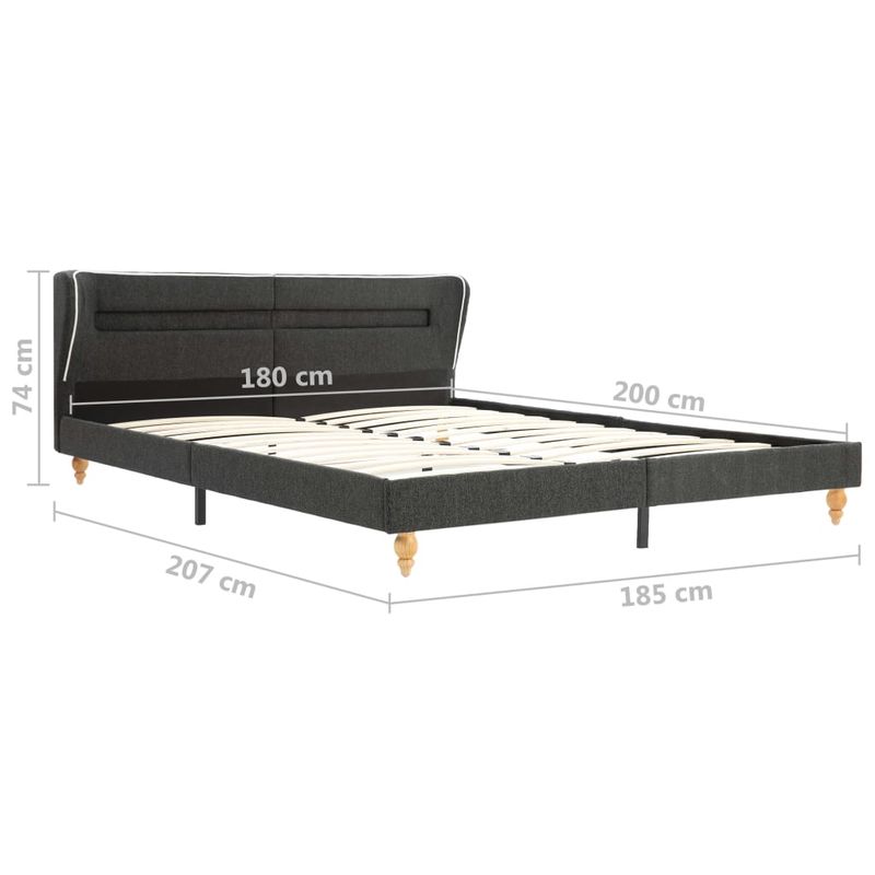 Casa si Gradina - Mobilier - Paturi si accesorii - Paturi - Cadru de pat cu LED-uri, gri inchis, 180x200 cm, panza de sac - Infinity.ro