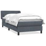 Casa si Gradina - Mobilier - Paturi si accesorii - Paturi - Pat box spring cu saltea, gri inchis, 80x210 cm, catifea - Infinity.ro