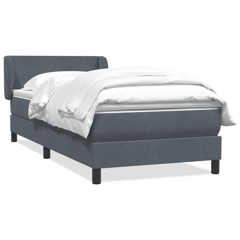 Casa si Gradina - Mobilier - Paturi si accesorii - Paturi - Pat box spring cu saltea, gri inchis, 80x210 cm, catifea - Infinity.ro