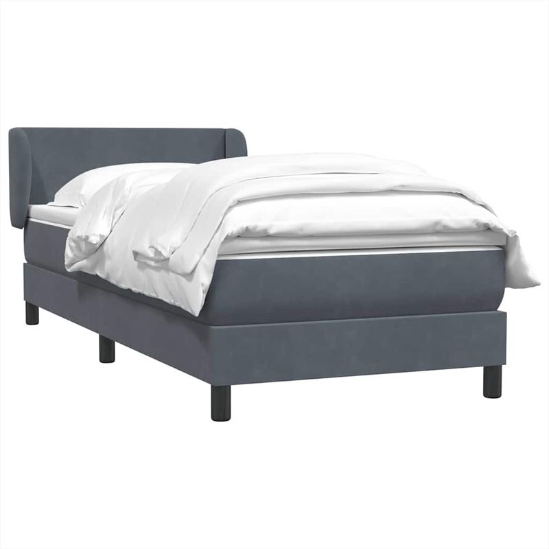 Casa si Gradina - Mobilier - Paturi si accesorii - Paturi - Pat box spring cu saltea, gri inchis, 80x210 cm, catifea - Infinity.ro