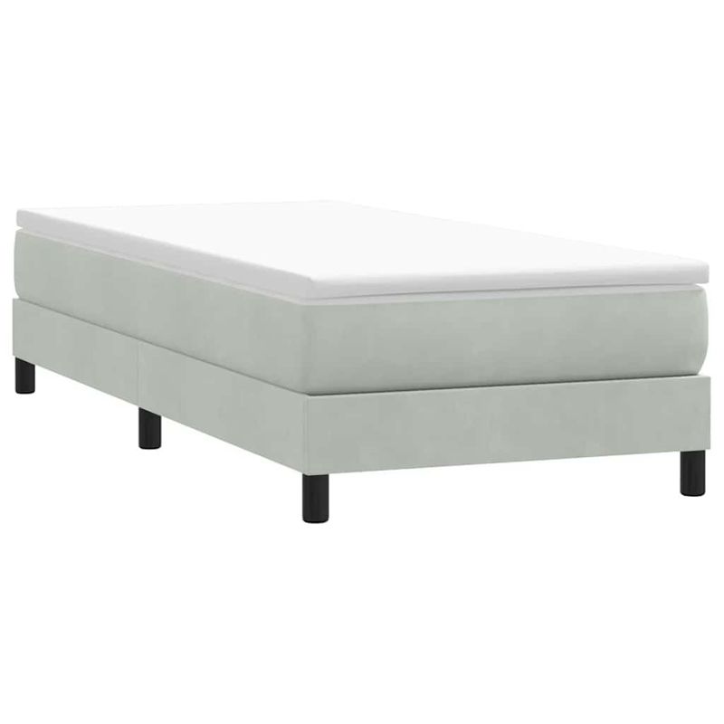 Casa si Gradina - Mobilier - Paturi si accesorii - Paturi - Pat cu arcuri fara saltea gri deschis 90x210 cm catifea - Infinity.ro