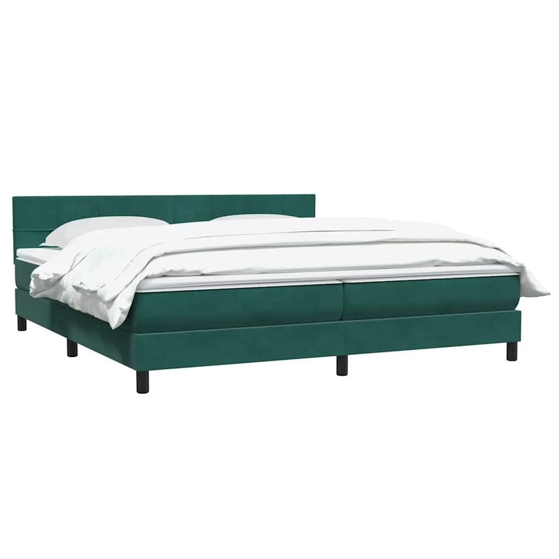 Casa si Gradina - Mobilier - Paturi si accesorii - Paturi - Pat box spring cu saltea, verde inchis, 180x220 cm, catifea - Infinity.ro