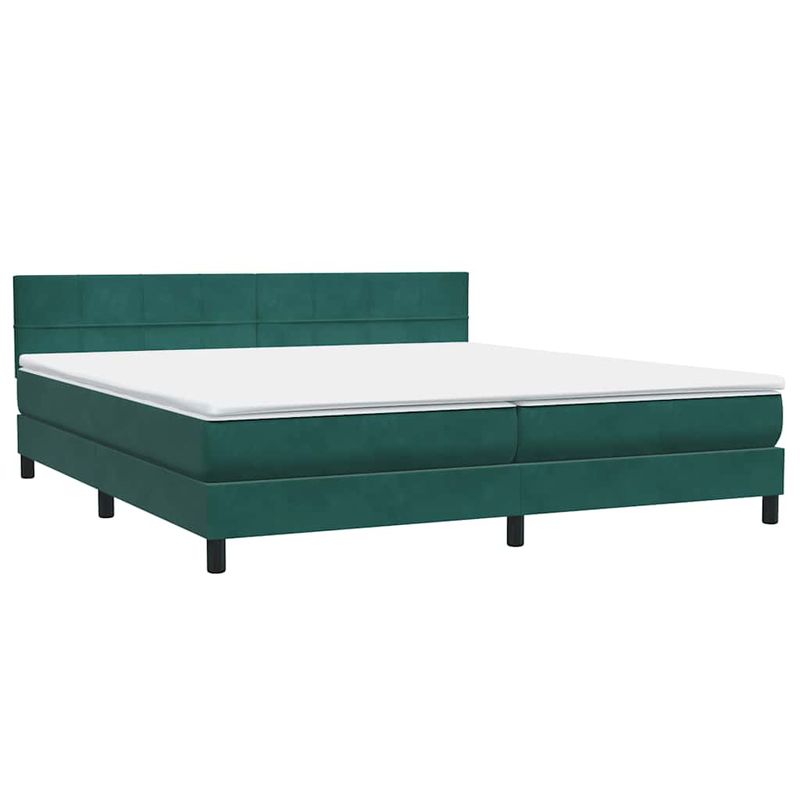 Casa si Gradina - Mobilier - Paturi si accesorii - Paturi - Pat box spring cu saltea, verde inchis, 180x220 cm, catifea - Infinity.ro