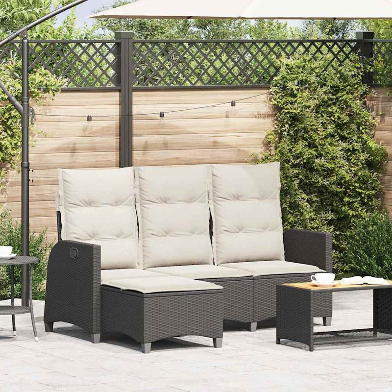 Casa si Gradina - Gradina si terasa - Mobilier exterior - Canapele si fotolii gradina - Canapea gradina inclinabila cu perne forma L polirattan negru - Infinity.ro