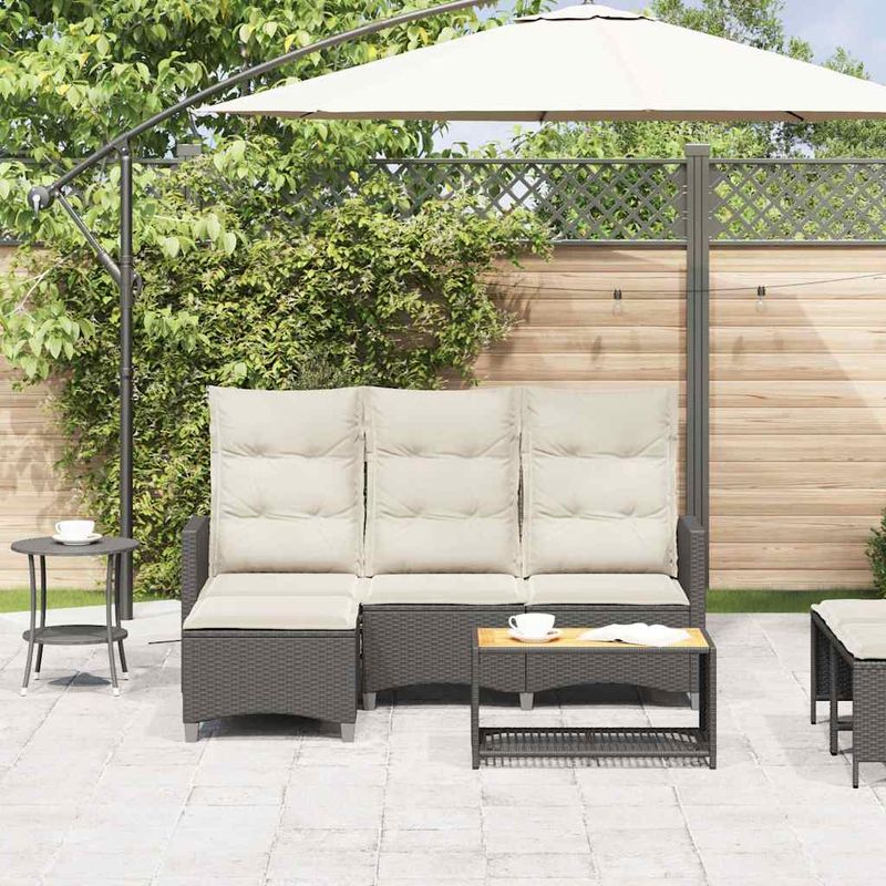 Casa si Gradina - Gradina si terasa - Mobilier exterior - Canapele si fotolii gradina - Canapea gradina inclinabila cu perne forma L polirattan negru - Infinity.ro