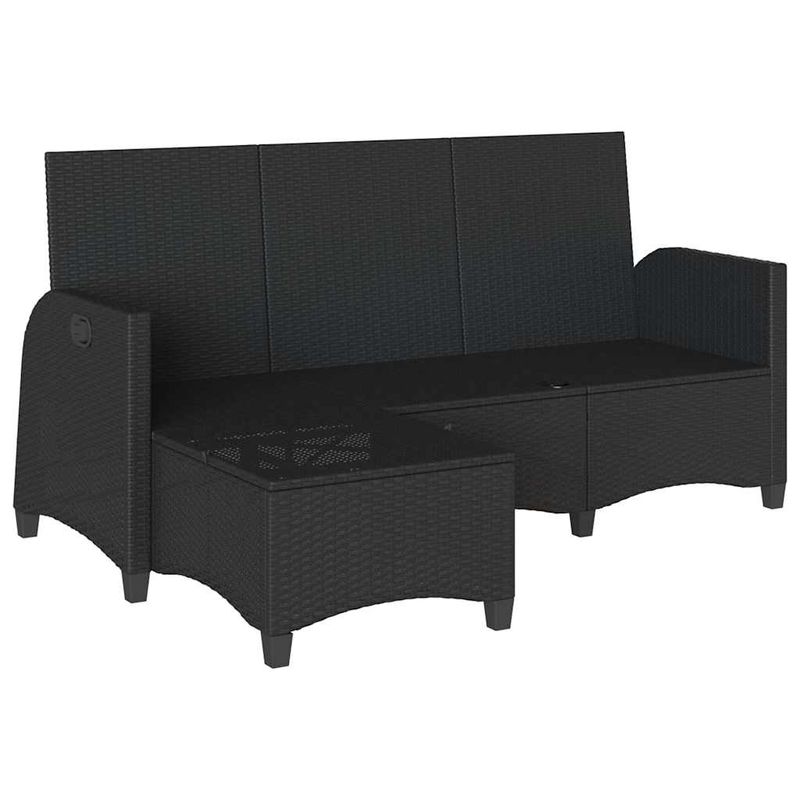 Casa si Gradina - Gradina si terasa - Mobilier exterior - Canapele si fotolii gradina - Canapea gradina inclinabila cu perne forma L polirattan negru - Infinity.ro
