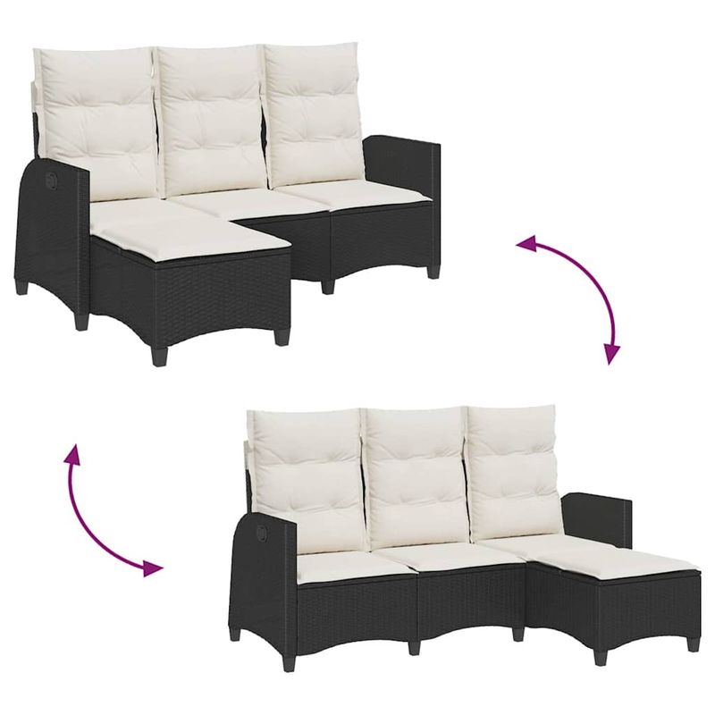 Casa si Gradina - Gradina si terasa - Mobilier exterior - Canapele si fotolii gradina - Canapea gradina inclinabila cu perne forma L polirattan negru - Infinity.ro