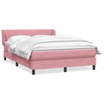 Casa si Gradina - Mobilier - Paturi si accesorii - Paturi - Pat box spring cu saltea, roz, 160x220 cm, catifea - Infinity.ro