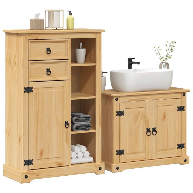 Casa si Gradina - Mobilier - Seturi de mobilier - Seturi baie - Set mobilier de baie „Corona”, 2 piese, lemn masiv de pin - Infinity.ro