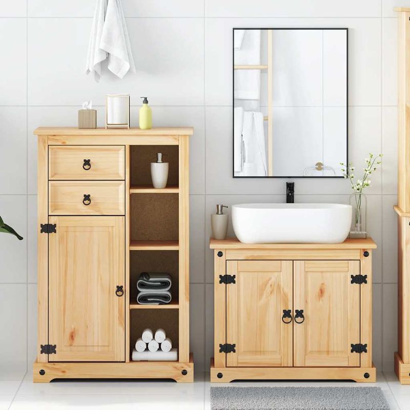 Casa si Gradina - Mobilier - Seturi de mobilier - Seturi baie - Set mobilier de baie „Corona”, 2 piese, lemn masiv de pin - Infinity.ro