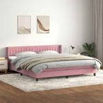 Casa si Gradina - Mobilier - Paturi si accesorii - Paturi - Pat box spring cu saltea, roz, 180x210 cm, catifea - Infinity.ro