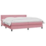 Casa si Gradina - Mobilier - Paturi si accesorii - Paturi - Pat box spring cu saltea, roz, 180x210 cm, catifea - Infinity.ro