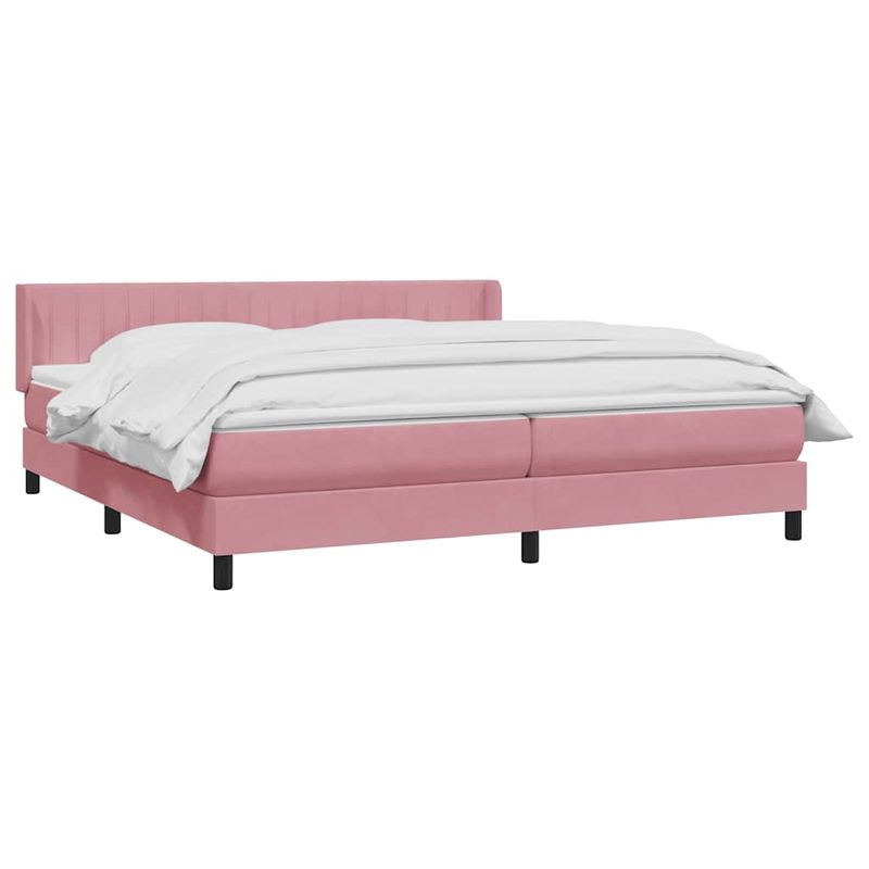 Casa si Gradina - Mobilier - Paturi si accesorii - Paturi - Pat box spring cu saltea, roz, 180x210 cm, catifea - Infinity.ro