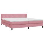 Casa si Gradina - Mobilier - Paturi si accesorii - Paturi - Pat box spring cu saltea, roz, 180x210 cm, catifea - Infinity.ro